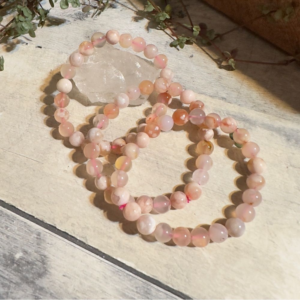 Flower Agate Bead Stretch Bracelet